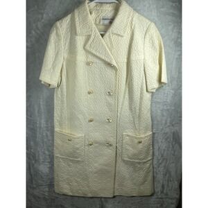 Vtg Cream Button Up Coat Hanbury  Short Sleeve Button Up  Jacket Sz Med Canada